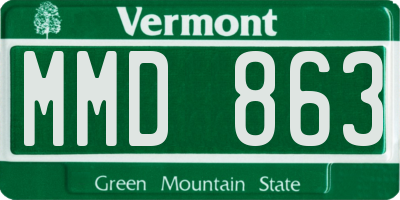 VT license plate MMD863