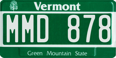 VT license plate MMD878