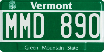 VT license plate MMD890