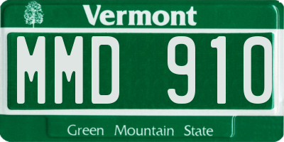 VT license plate MMD910