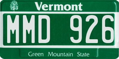 VT license plate MMD926