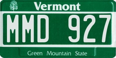 VT license plate MMD927