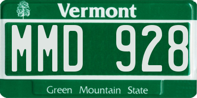 VT license plate MMD928
