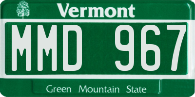 VT license plate MMD967