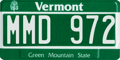 VT license plate MMD972