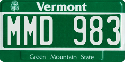 VT license plate MMD983