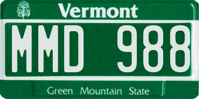 VT license plate MMD988