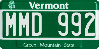 VT license plate MMD992
