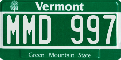 VT license plate MMD997