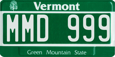 VT license plate MMD999