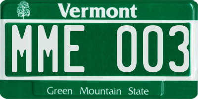 VT license plate MME003
