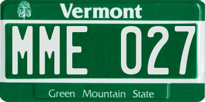 VT license plate MME027