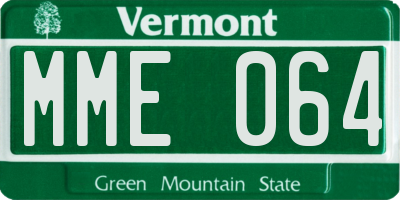 VT license plate MME064