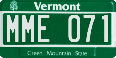 VT license plate MME071