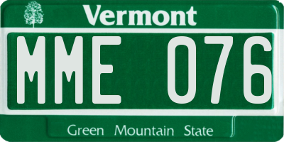 VT license plate MME076