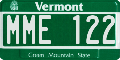 VT license plate MME122