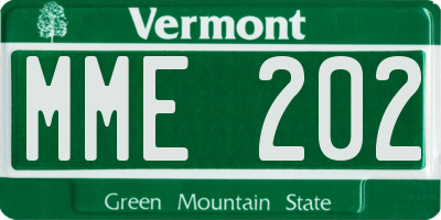 VT license plate MME202