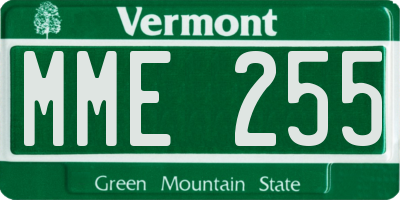 VT license plate MME255