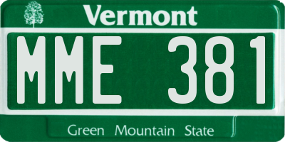 VT license plate MME381
