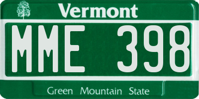 VT license plate MME398