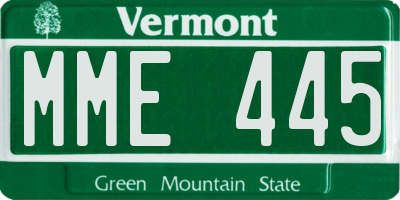 VT license plate MME445