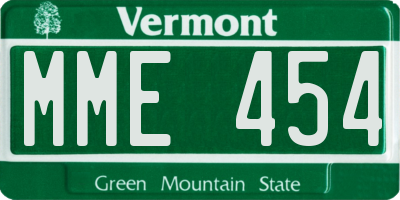 VT license plate MME454