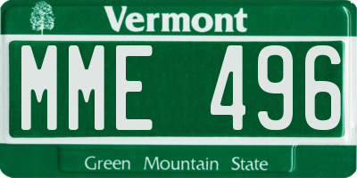 VT license plate MME496