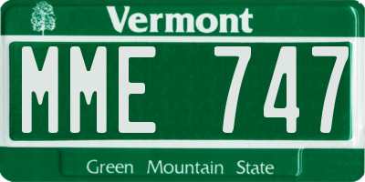 VT license plate MME747