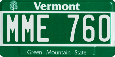 VT license plate MME760
