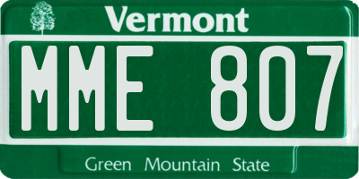 VT license plate MME807