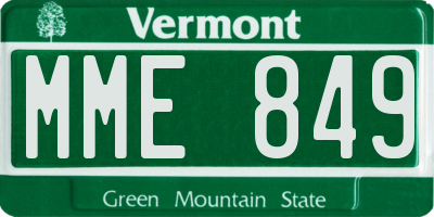 VT license plate MME849