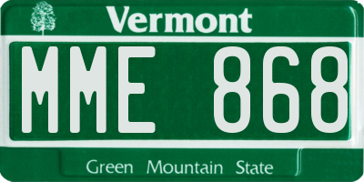 VT license plate MME868