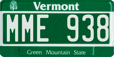 VT license plate MME938