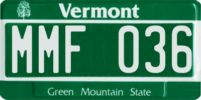 VT license plate MMF036
