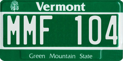 VT license plate MMF104