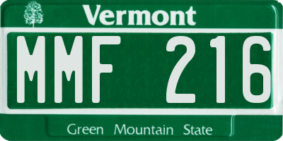 VT license plate MMF216