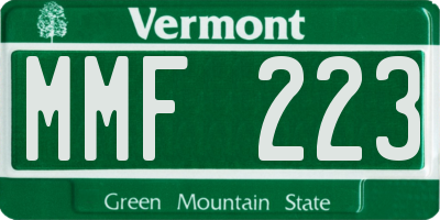 VT license plate MMF223
