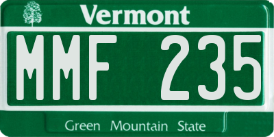 VT license plate MMF235
