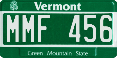 VT license plate MMF456