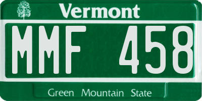 VT license plate MMF458