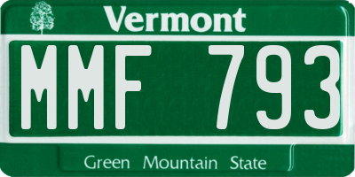 VT license plate MMF793
