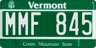 VT license plate MMF845