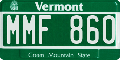 VT license plate MMF860