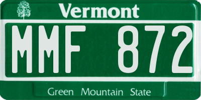 VT license plate MMF872