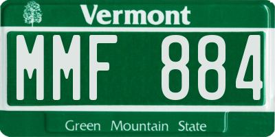 VT license plate MMF884