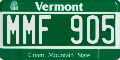 VT license plate MMF905
