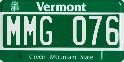 VT license plate MMG076