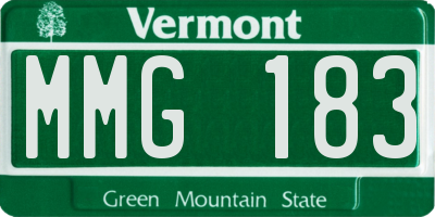 VT license plate MMG183
