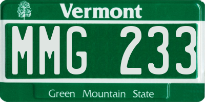 VT license plate MMG233