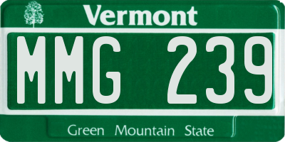 VT license plate MMG239